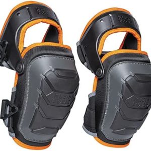 Klein Tools 60491 Hinged Knee Pads, Heavy Duty Gel Foam Protective Knee Pads with Quick-Fasten Buckle and Thigh Strap, Black