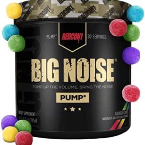 REDCON1 Big Noise Non-Stim Preworkout, Rainbow Candy - Caffeine Free Pre Workout - Vegan, Keto Friendly Supplement with Acetyl L-Carnitine & Betaine Anhydrous for Focus + Endurance (30 Servings)