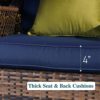 PHI VILLA 3 PCs Outdoor Swivel Rocker Chairs Patio Conversation Set, Oversized Swivel Patio Wicker Rattan Furniture Set for Lawn, Garden, Navy Blue Cushion - Image 4