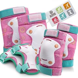 OutdoorMaster Teenagers/kids Elbow Pads and Knee Pads for Kids - 6-In-1 Set for Protective Gear Sets with Youth Shin Guards and Wrist Straps for Kids Bike and Kids Skateboard etc