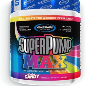 Gaspari Nutrition Super Pump Max, Pre Workout Supplement 40 Servings, Sustained Energy & Nitric Oxide Booster Supports Muscle Growth, Recovery & Replenish (40 Servings, Rainbow Candy)