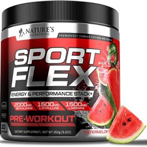 Pre Workout Powder Watermelon with Caffeine and Beta-Alanine, Massive Pumps, Energy, Strength - Preworkout Energy Supplement for Men & Women, Non-GMO, Gluten-Free, No Creatine - 30 Servings