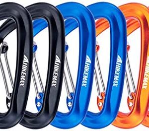 Hikemax 7075 Aluminum Carabiners, Heavy Duty Carabiners Clips 12 KN for Hammocks, Clipping On Camping Accessories, Keychains