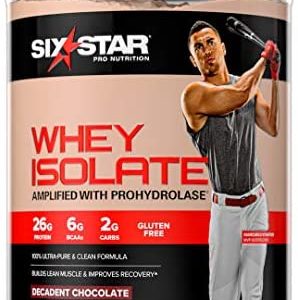 Whey Protein Isolate | Six Star 100% Whey Isolate Protein Powder | Whey Protein Powder for Muscle Gain | Post Workout Muscle Recovery + Muscle Builder | Chocolate Protein Powder (20 Servings)