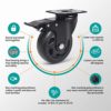 5 Inch Caster Wheels with Brake 2200lbs,Heavy Duty Casters Set of 4,Swivel Plate Casters with Double Ball Bearings,Premium Polyurethane Furniture Caster Wheels for Cart,Cabinets,Workbench - Image 5