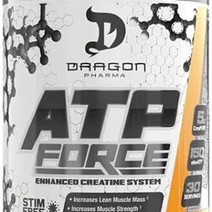 DRAGON PHARMA ATP Force Enhanced Creatine System, Stim-Free, Increase Lean Muscle Mass & Recovery, 5 Grams of CreaPure, Improves Blood Flow (30 Servings, Mango Coconut)