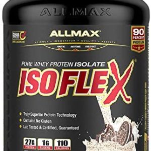 ALLMAX Nutrition - ISOFLEX Whey Protein Powder, Whey Protein Isolate, 27g Protein, Cookies & Cream, 5 Pound