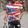 American Flag T-Shirt for Men Patriotic Shirt USA Flag Stars Stripes Print Summer Short Sleeve Tee Shirt 4th of July Tops - Image 2