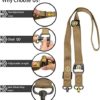 SABADO 2 Point Rifle Sling with QD Quick Disconnect Sling Swivels, Quick Detatch D-Ring, Push Button Sling Attachment Rifle Strap Adjustable, Butt Stock Sling with Fast Adjust Thumb Loop (Khaki) - Image 4