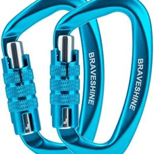 Heavy Duty Carabiner Clips 12KN Aluminum D Ring Double Locking Caribeaner Hooks