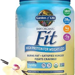 Garden of Life Raw Organic Fit Vegan Protein Powder Vanilla, 28g Plant Based Protein for Weight Loss, Pea Protein, Fiber, Probiotics, Dairy Free Nutritional Shake for Women and Men, 10 Servings