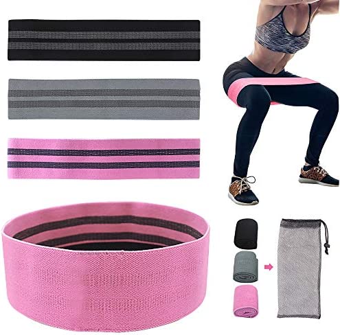 Non Slip Resistance Bands for Legs and Butt, Resistance Exercise Bands for Home Fitness, Stretching, Strength Training, Physical Therapy, Fabric Loop Bands Yoga Pilates Bands for Women, Pack of 3