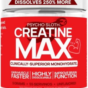 MAX Creatine Monohydrate Powder - Highest Absorption Studied - Faster Muscle Gain, Cognition, Strength | 5000mg Micronized, Creapure alt, Best rated creatine, Unflavored Creatine, 55 Servings