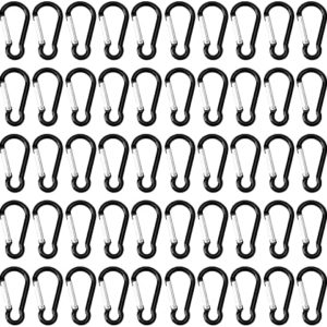 200 Pack Bulk Aluminum Carabiner Small Spring Clip Hook Spring-Loaded Gate Keychain Buckle Pack for Camping Hiking Backpack Bottle, Black