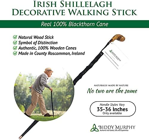 Imported Irish Shillelagh Wooden Walking Stick, Handcrafted 100% Blackthorn Wood, Lightweight Sturdy, Traditional One of a Kind Style, Made in Ireland, 36-38" - Image 3