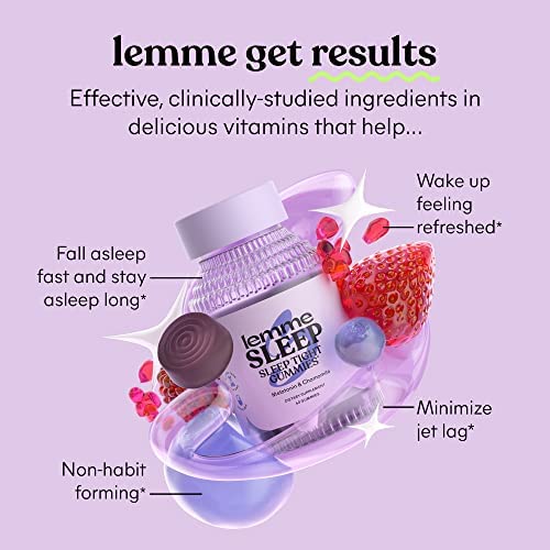 Lemme Sleep Gummies with 5mg Melatonin, Elderberry, Magnesium, L-Theanine, Chamomile and Lavender, Drug-Free Nighttime Sleep Aid, Vegan, Gluten Free, Gelatin Free, Non GMO, Berry Flavored (60 Count) - Image 3