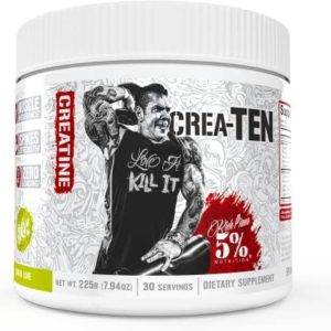5% Nutrition Rich Piana CreaTEN 10-in-1 Formula | Flavored Creatine Powder for Muscle Gain | Enhance Power, Strength, Endurance, & Recovery | 8.78 oz, 30 Srvngs (Lemon Lime)
