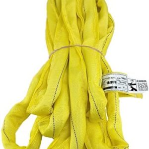 USA Made VR3 X 12' Yellow Slings 4'-30' Lengths in Listing, Double PLY Cover Endless Round Poly Lifting Slings, 8,400 lbs Vertical, 6,720 lbs Choker, 16,800 lbs Basket(USA Poly) (12 FT)