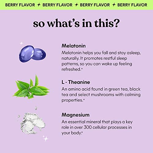 Lemme Sleep Gummies with 5mg Melatonin, Elderberry, Magnesium, L-Theanine, Chamomile and Lavender, Drug-Free Nighttime Sleep Aid, Vegan, Gluten Free, Gelatin Free, Non GMO, Berry Flavored (60 Count) - Image 4