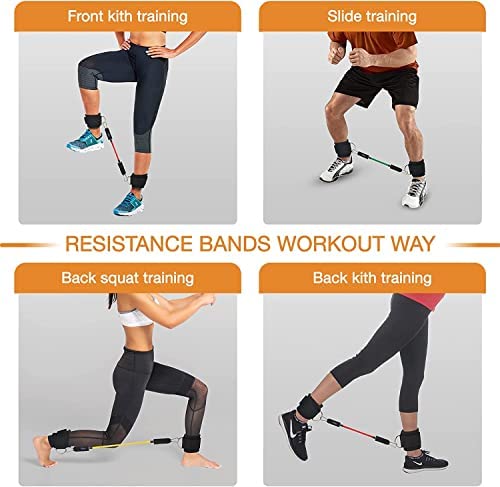 hugeneroy Ankle Resistance Bands - Ankle Tube Band with Adjustable Straps - 5 Resistance Bands with Light, Medium & Heavy Resistance Levels for Women & Men Easy Workout (Multicolor-150lbs) - Image 2