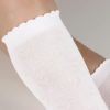 COTTON DAY Girls Dressy White Knee High Socks Hearts Butterfly Design Lovely Picot Ruffle Top 3 Pack - Image 2