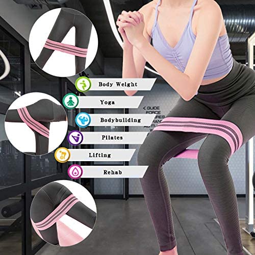 Non Slip Resistance Bands for Legs and Butt, Resistance Exercise Bands for Home Fitness, Stretching, Strength Training, Physical Therapy, Fabric Loop Bands Yoga Pilates Bands for Women, Pack of 3 - Image 5