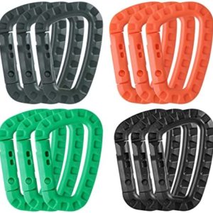 Tactical Carabiner Keychain -12 Pack Hard Polymer Carabiners D Rings Light Weight Spring Snap Gear Clip Utility Hooks Backpack Hanging Buckle for Outdoor Travelling Camping
