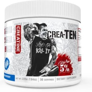 5% Nutrition Rich Piana CreaTEN 10-in-1 Formula | Flavored Creatine Powder for Muscle Gain | Enhance Power, Strength, Endurance, & Recovery | 8.78 oz, 30 Srvngs (Blue Raspberry)