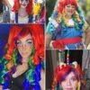 ColorGround Long Curly Cosplay Wig with 2 Ponytails(Rainbow Color) - Image 3