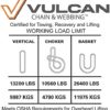 VULCAN Round Sling - Heavy Duty - 10 Foot - Red - Safe Working Load of 13,200 lbs. (V), 10,600 lbs. (C) and 26,400 lbs. (B) - Image 3