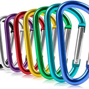 ZEINZE Carabiner Clip 3" Aluminum D-Ring Spring Loaded Gate Small Keychain Carabiners Clip Set for Outdoor Camping Mini Lock Hooks Spring Snap Link Key Chain Durable Improved Design 8 Pack