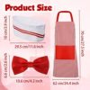SATINIOR 4 Pieces Waiter Costume Kit for Adults Including Chef Hat Paper Party Tray with Strap Red and White Striped Apron Clip on Bow Ties for Cosplay Circus Party Women Men, One Size - Image 2
