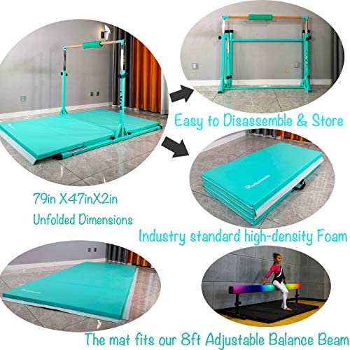PreGymnastic Updated 6ft Base No Wobble Expandable Gymnastics Kip Bar, Fiberglass Rail & 304 Stainless Steel Regulating Arms, Adjustable Height 3'-5' Gymnastics Bar - Image 5