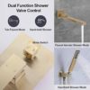 DEOLER Wall Mounted Bathtub Faucet with Handheld Shower, Solid Brass 180° Swivel Tub Filler Faucet with Hand Shower, Brushed Gold - Image 3