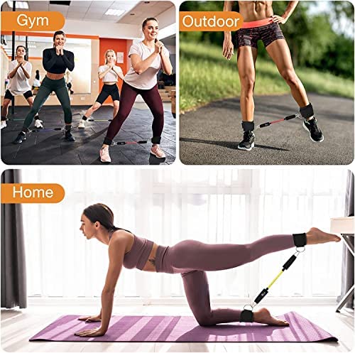 hugeneroy Ankle Resistance Bands - Ankle Tube Band with Adjustable Straps - 5 Resistance Bands with Light, Medium & Heavy Resistance Levels for Women & Men Easy Workout (Multicolor-150lbs) - Image 5
