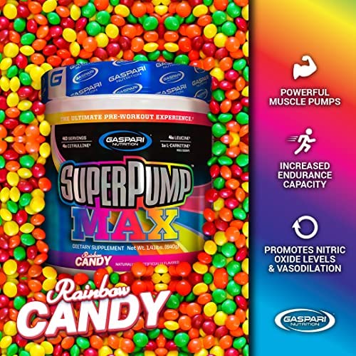 Gaspari Nutrition Super Pump Max, Pre Workout Supplement 40 Servings, Sustained Energy & Nitric Oxide Booster Supports Muscle Growth, Recovery & Replenish (40 Servings, Rainbow Candy) - Image 3