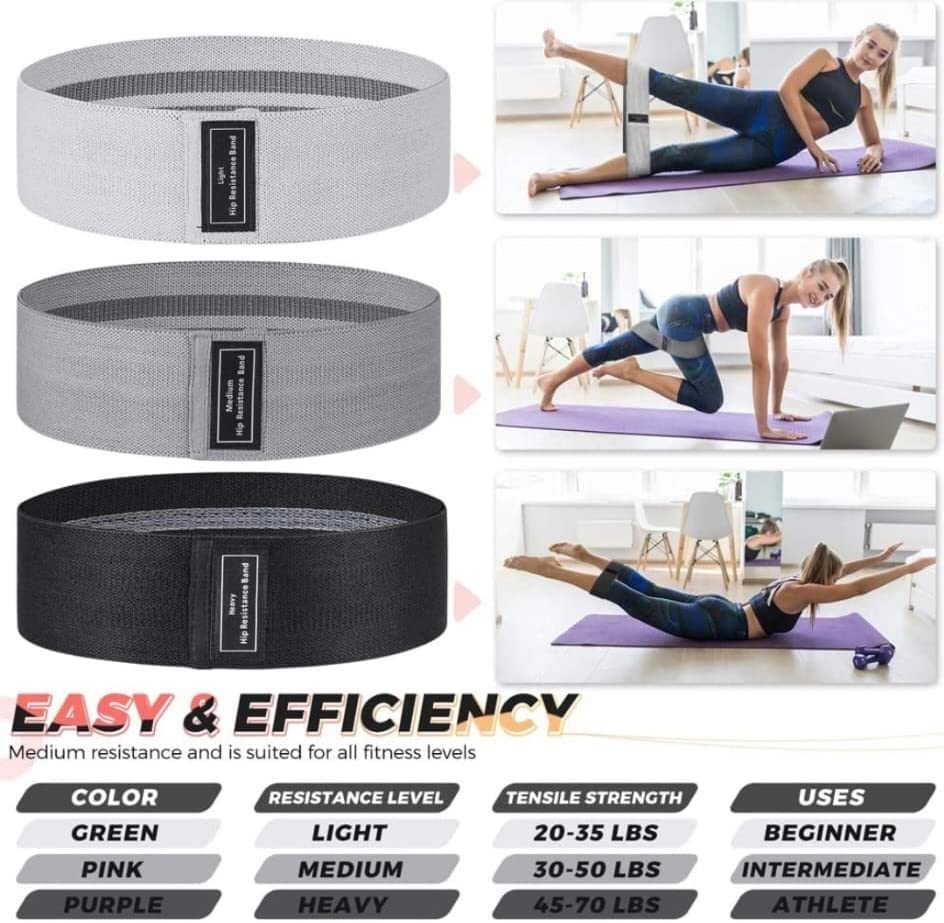OL Fitness Resistance Band Set - Non Slip Cloth Exercise Bands to Workout Glutes, Thighs & Legs - Includes Booty Band Training Videos for Gym & Home Fitness, Yoga, Pilates for Men/Women - 3 Levels - Image 2
