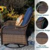 PHI VILLA 3 PCs Outdoor Swivel Rocker Chairs Patio Conversation Set, Oversized Swivel Patio Wicker Rattan Furniture Set for Lawn, Garden, Navy Blue Cushion - Image 5