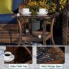 PHI VILLA 3 PCs Outdoor Swivel Rocker Chairs Patio Conversation Set, Oversized Swivel Patio Wicker Rattan Furniture Set for Lawn, Garden, Navy Blue Cushion - Image 6