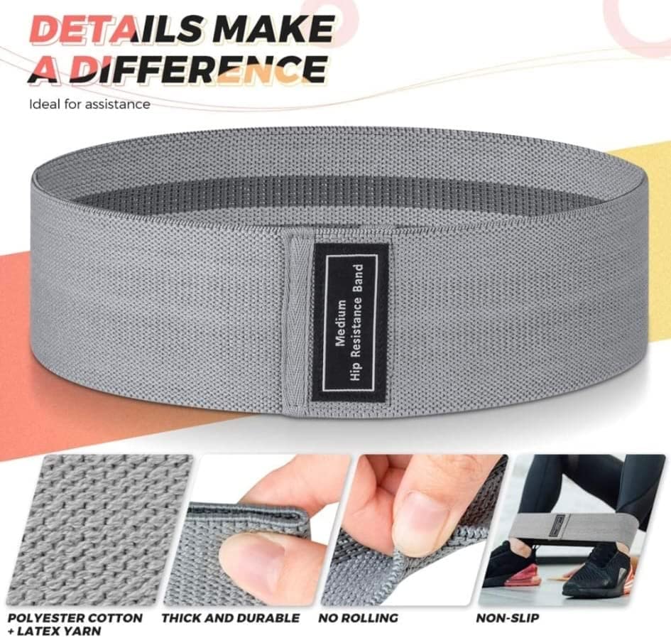 OL Fitness Resistance Band Set - Non Slip Cloth Exercise Bands to Workout Glutes, Thighs & Legs - Includes Booty Band Training Videos for Gym & Home Fitness, Yoga, Pilates for Men/Women - 3 Levels - Image 3