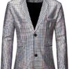 LucMatton Men's 2 Piece Disco Sets Shiny Jacket and Pants Metallic Sequin Suits - Image 2