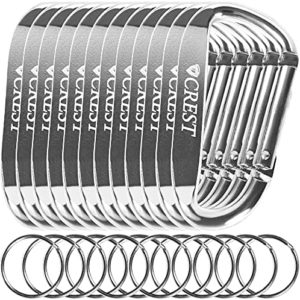 Crest 3.14" Aircraft Aluminum Snap Hook Carabiner Clip – 12 Pack (6 Pack Option Available) D Shaped Flat Buckle Carabiner