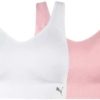 PUMA Womens Performance Seamless Sports Bra 2 Pack Pink/White - Image 3
