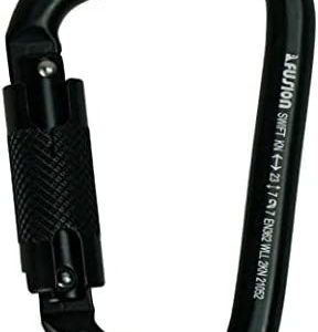 Fusion Climb Auto Lock Modified D Shape Aluminum Carabiner, UIAA Certified, Heavy Duty for Camping, Hiking, Outdoor and Gym (FP-8106-2-BLK)