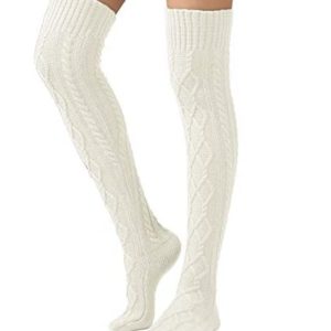 SherryDC Women's Cable Knit Thigh High Boot Socks Extra Long Winter Stockings Leg Warmers