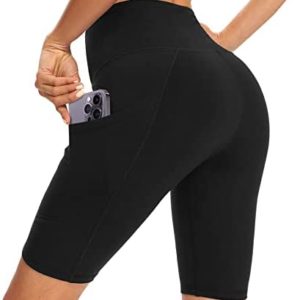 Biker Shorts for Women with Pockets - 8" High Waist Spandex Bike Shorts for Gym Workout Athletic Running Yoga