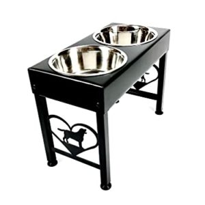 Raised Elevated 16 Inch Tall Metal Dog Feeder Stand for Labrador Retriever Double 3 Quart Bowls