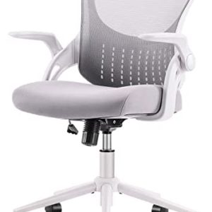 Office Chair, Desk Chair, Ergonomic Home Office Desk Chairs, Mid Back Mesh Computer Chair, Cute Swivel Rolling Task Chair Cushion, Lumbar Support and Flip-up Armrests