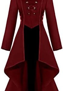 Renaissance Gothic Tailcoat Halloween Costumes for Women, Medieval Irregular Hem Steampunk Corset Victorian Tailcoat Jacket