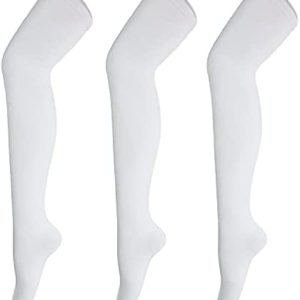 Tom & Mary Women’s Thigh High Socks, Combed Cotton (85%), Non-Slip, Soft, Stripe & Solid, Over Knee Extra Long (Size 5-9)